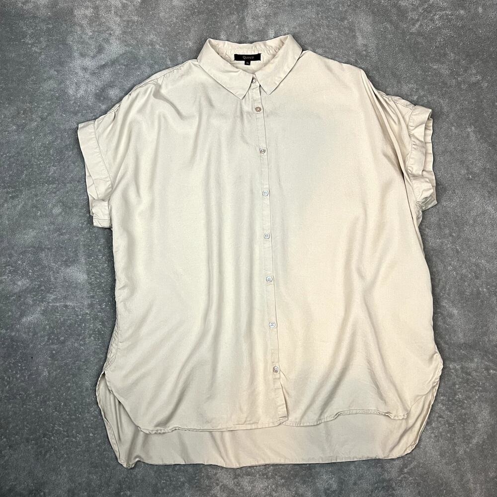 Quince Vintage Wash Tencel Camp Shirt Women's XL Buttonβ Up Blouse Minimalist